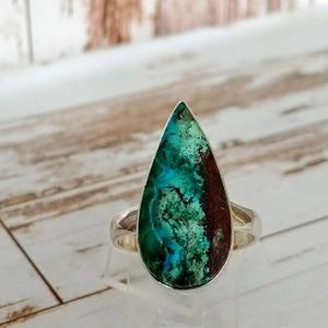 Malachite in Crysocolla Artisan Sterling Ring